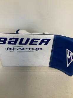 Used Bauer REACTOR R5 PRO 32+1 Goalie Leg Pads Senior White And Royal Blue 32