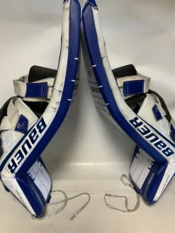 Used Bauer REACTOR R5 PRO 32+1 Goalie Leg Pads Senior White And Royal Blue 32