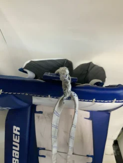 Used Bauer REACTOR R5 PRO 32+1 Goalie Leg Pads Senior White And Royal Blue 32