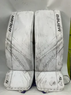 Used Bauer SUPREME 625 Goalie Leg Pads Senior White 29"