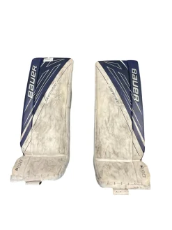 Used Bauer SUPREME S190 Goalie Leg Pads Inter White And Navy Blue 29"