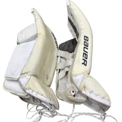 Used Bauer SUPREME ULTRA SONIC Goalie Leg Pads Senior White 35"