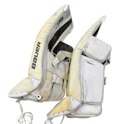 Used Bauer SUPREME ULTRA SONIC Goalie Leg Pads Senior White 35