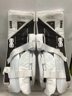 Used Bauer SV PRO LEG PADS Goalie Leg Pads Senior White 33