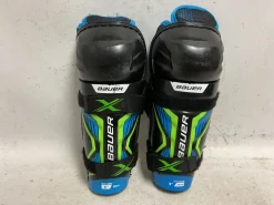 Used Bauer X Youth Shin Guards Black And Royal Blue 8"