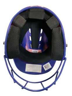 Used BoomBah HELMET W CAGE NVY/RED Batting Helmet w/Mask Navy Blue And Red S/M