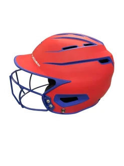 Used BoomBah HELMET W CAGE NVY/RED Batting Helmet w/Mask Navy Blue And Red S/M