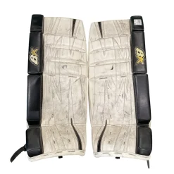 Used Brians B STAR 27+1 Goalie Leg Pads Youth White 27"
