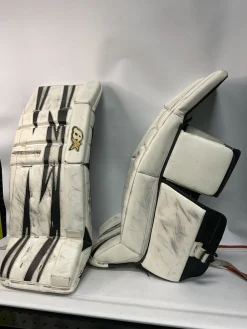 Used Brians G-NETIK 8 Goalie Leg Pads Junior White 27"