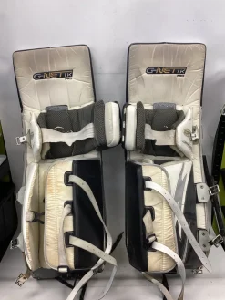 Used Brians G-NETIK PRO Goalie Leg Pads Senior White 33" +2