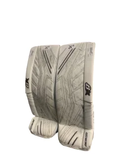 Used Brians G-NETIK X5 Goalie Leg Pads Junior White 28+1”