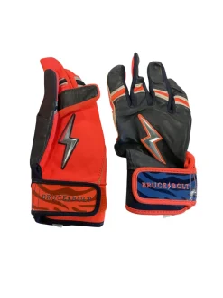 Used Bruce Bolt BB/SB Batting Gloves Navy Blue And Orange MD