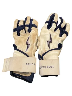 Used BRUCE BOLTS BATTING GLOVES BB/SB Batting Gloves White LG