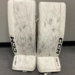 Used CCM AXIS F9 Goalie Leg Pads Senior White 32"