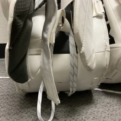 Used CCM AXIS XF PRO Goalie Leg Pads Senior White And Black 34"