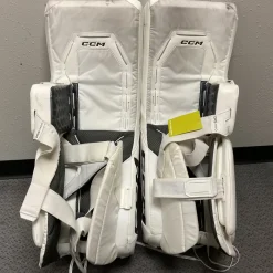 Used CCM AXIS XF PRO Goalie Leg Pads Senior White And Black 34