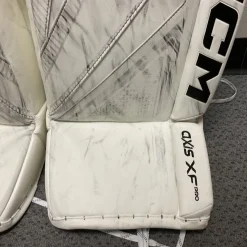 Used CCM AXIS XF PRO Goalie Leg Pads Senior White And Black 34