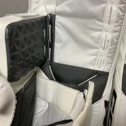 Used CCM AXIS XF PRO Goalie Leg Pads Senior White And Black 34