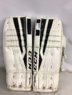 Used CCM EFLEX Goalie Leg Pads Junior White 22"