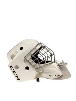 Used CCM GFL 1.5 Junior Goalie Helmet/Mask White One Size