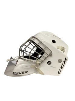 Used CCM GFL 1.5 Junior Goalie Helmet/Mask White One Size