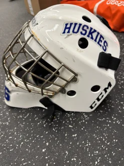 Used CCM 1.5 Junior Goalie Helmet/Mask White One Size