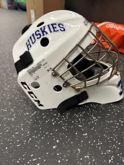 Used CCM 1.5 Junior Goalie Helmet/Mask White One Size