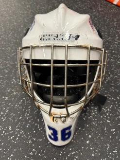 Used CCM 1.5 Junior Goalie Helmet/Mask White One Size