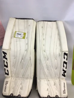 Used CCM PREMIER R1.9 Goalie Leg Pads Junior White 29"