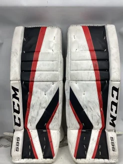 Used CCM REVOLUTION 595 Goalie Leg Pads Junior White 28