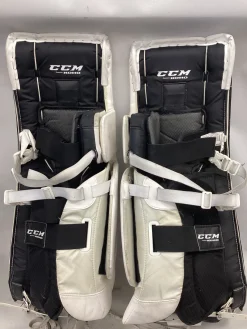 Used CCM REVOLUTION 595 Goalie Leg Pads Junior White 28
