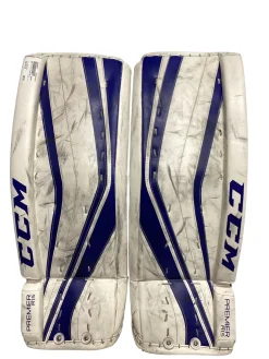 Used CCM R1.5 Goalie Leg Pads Junior Royal Blue 28"