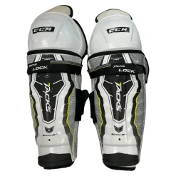 Used CCM TACKS CLASSIC PRO Junior Shin Guards White 12"