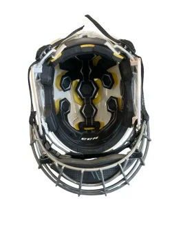 Used CCM TACKS 310 Helmet Cage Combo White SM