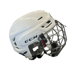 Used CCM TACKS 310 Helmet Cage Combo White SM