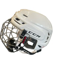 Used CCM TACKS 310 Helmet Cage Combo White SM