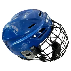 Used CCM TACKS 710 Helmet Cage Combo Royal Blue MD