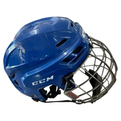 Used CCM TACKS 710 Helmet Cage Combo Royal Blue MD