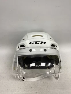 Used CCM TACKS 310 L Helmet Half Visor Combo White LG