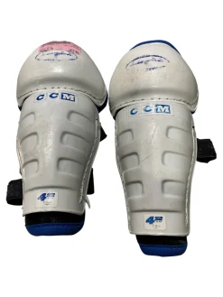 Used CCM TACKS 452 Youth Shin Guards White 8"
