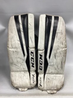 Used CCM YT FLEX Goalie Leg Pads Youth White 24"