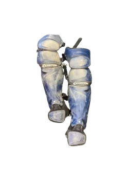 Used Easton ADULT SHINS Catchers Leg Guards Navy Blue Adult