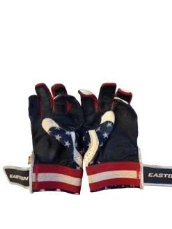 Used Easton BB/SB Batting Gloves White/Red/Navy LG