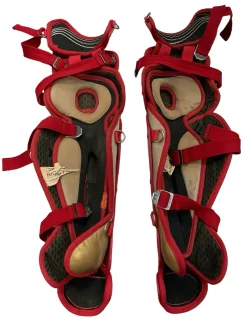 Used Easton CATCHERS SHINGUARDS Catchers Leg Guards Orange Adult