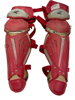 Used Easton CATCHERS SHINGUARDS Catchers Leg Guards Orange Adult