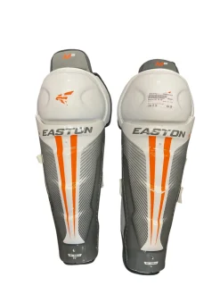 Used Easton M3 15 SG Senior Shin Guards White And Orange 15"