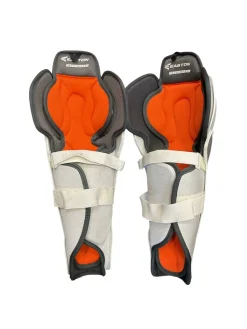 Used Easton M3 15 SG Senior Shin Guards White And Orange 15"