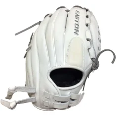 Used Easton PROFESSIONAL COLLECTION NEVER USED RH Throw Fastpitch Gloves Grey 12"
