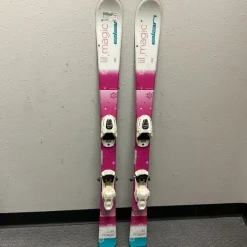Used Elan LIL MAGIC Girls DH Ski/Binding White And Pink 120 cm