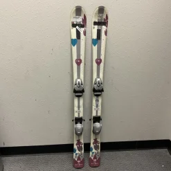 Used Elan LIL SPICE Girls DH Ski/Binding White And Purple 120 cm